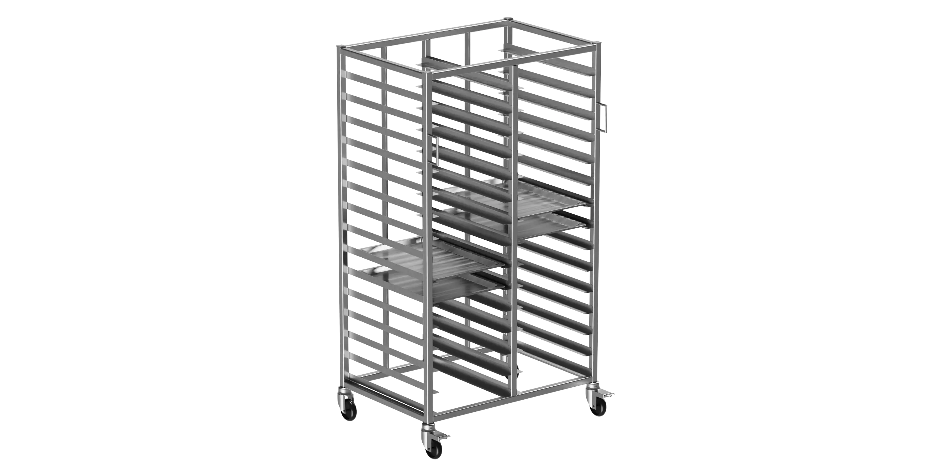 40x60 Tepsi Taşıma Arabası Çiftli 30 Adet Kapasiteli (40x60 Tray Trolley Twin) 2x15